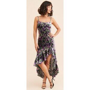 The Wolf Gang Rhapsody Asymmetrical Velvet Dress Women L Whimsygoth Y2K Designer